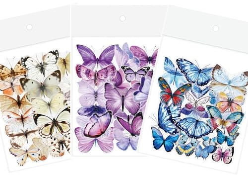 JIEYUCHU 120 Stück Schmetterling Aufkleber, PET Holografische Aufkleber, Selbstklebende Schmetterling Aufkleber Dekoration für Sammelalben, Fotoalben, Bastelarbeiten