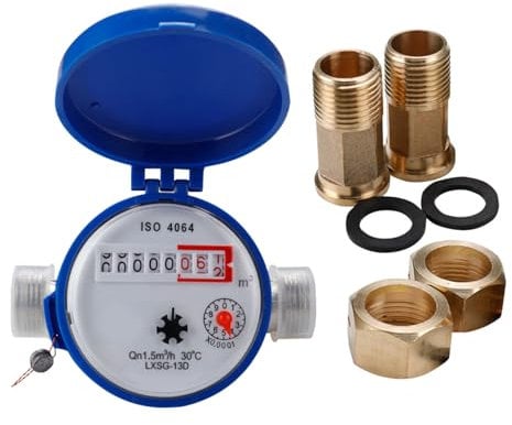 Plattform Wasserzähler Garten 1/2 Zoll, Geeichter Gartenwasserzähler Zapfhahn QN 1.5, Frostgeschützt, Mechanischer Zapfhahnzähler für Kaltwasser, 0–40 °C, Durchflussmesser für Haushalte