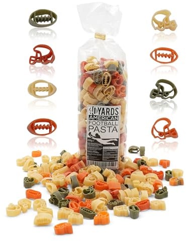 40YARDS American Football Nudeln | Pasta in Football & Helm Form | 250 g | Handgefertigt in deutscher Manufaktur | Bunte Motivnudeln aus Hartweizengrieß | 100 % vegan | Football Geschenk für Fans