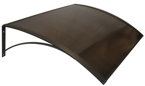 Wasabi - Marquesina Puerta Exterior 120x80 cm Zen – Policarbonato Hueco 3,8mm Marrón – Soportes de Aluminio Marrón – Fácil Montaje – Tejadillo Protección Lluvia Ventana – Cubierta Resistente Jardín
