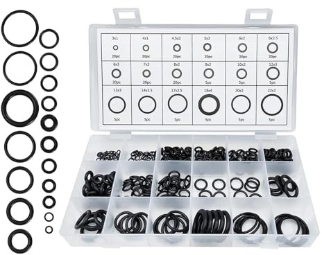 FuncHardwa 225 PCS O Rings Rubber Assorted Seal Kit, Nitrile Rubber O Rings Set with 18 Universal Sizes, O Rings Gasket Kit for Plumbing and Automotive Quick Repairs