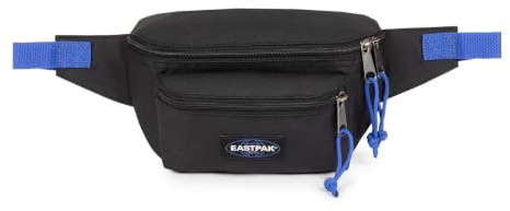 EASTPAK Doggy Bag Gürteltasche — Leichte Hüfttasche mit sicheren Reißverschlussfächern, verstellbarem Gürtel, 4 L Fassungsvermögen, 18 x 27 x 9 cm — Kontrast Schwarz Blau