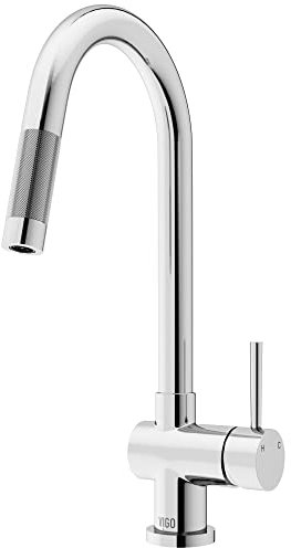 VIGO Gramercy 17'' H Single Handle Pull-Down Spout Kitchen Faucet in Stainless Steel-VG02008ST