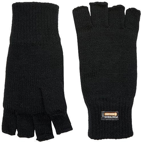 Portwest Fingerfreie Insulatex Strick-Handschuhe, Größe: Einheitsgröße, Farbe: Schwarz, GL14BKR