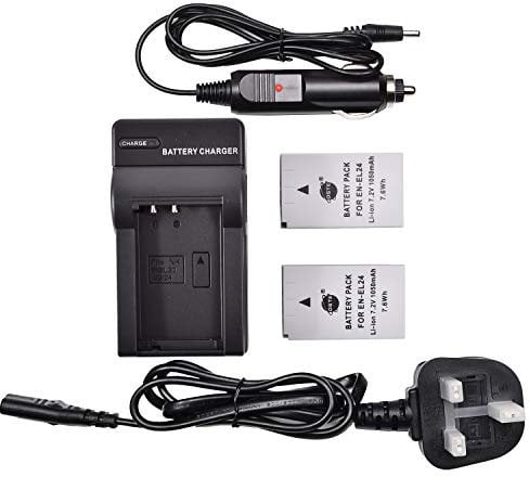 DSTE 2-Pack EN-EL24 Spare Battery and DC125U Travel Charger Compatible for NIKON EN-EL24 1 J5 Digital Camera