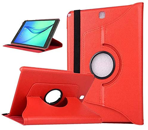 Custodia protettiva per Samsung Galaxy Tab 3 Lite 7.0, ruota a 360°, fodera in cuoio per Samsung Galaxy Tab 3 Lite 7.0 SM-T110 (7 pollici), apertura a libro, e stand che permette di mantenere il dispositivo alzato rosso Samsung Galaxy Tab A 9.7