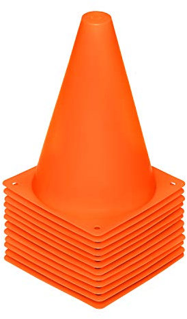 REEHUT Markierungskegel 19cm Groß Bruchfest Trainingshilfen Leitkegel Verkehrshütchen für Kinder, Fußball, Sport, Reitsport & Hund Training(Set von 12 Stück) - Apfelsine