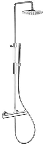 Paffoni ZCOL646LIQCR Birillo Colonna doccia senza deviatore, con miscelatore termostatico e soffione tondo 22,5 cm, supporto scorrevole, doccetta e flessibile