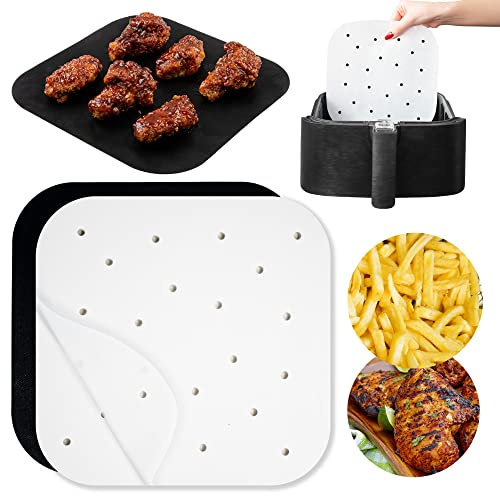 Air Fryer Parchment Paper Sheets, Large Baking Paper Squares Compatible with Chefman, Cosori, Instant Pot, Gowise, Dash Airfryers - Patty Pre-Cut Perforated Liners, Heavy Duty and Non Stick