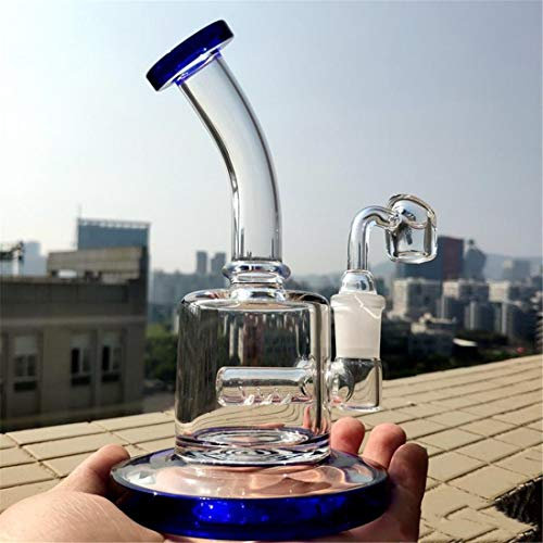 6 Zoll Mini Oil Dab Rigs Inline Perc Dickglas Bong 14mm Joint Wasserrohr Mit Quarz Banger (Blau)
