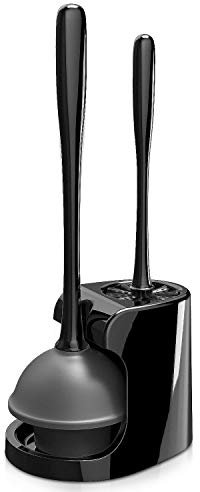 MR.SIGA Toilet Plunger and Bowl Brush Combo for Bathroom Cleaning, Black, 1 Set