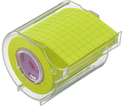 Yamato Memoc Roll Tape, Self-Stick Memo Paper Tape, with Tape Dispenser, 50mm x 10m, 5mm Squared, Yellow, 1 ea. (NRK-50CH-LH)