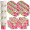 Roses Vintage Floral Birthday Party Supplies Set Plates Napkins Cups Tableware Kit for 16