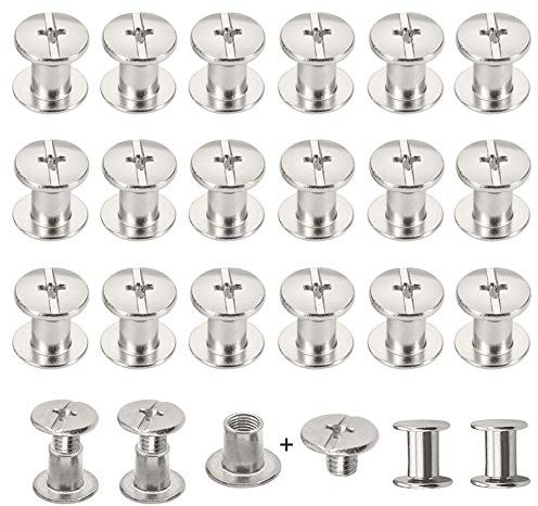 Anyasen Buchschrauben Set 100 Paar Buchschrauben Edelstahl Schrauben Bindung Schrauben Schraubnieten für Leder Buch Papier Gürtel Menüs DIY Basteln (M5x6mm)