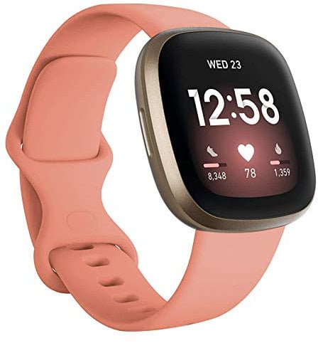FunBand kompatibel mit Fitbit Versa 4 /Fitbit Versa 3 /Sense Armband, Weiche Silikon Sport Ersatzarmband Ersatz Band für Fitbit Versa 4 /Fitbit Versa 3 /Sense Smart Watch (1 Packung,Rosa)