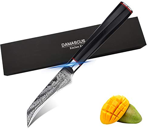 Wolfcut Damascus Schälmesser 9 cm 73 Lagigen japanischer Damaszener Stahl