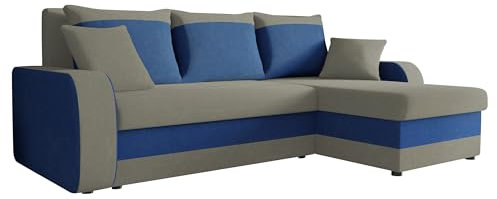 Mirjan24 Ecksofa Kristofer, Design Eckcouch, Couch mit Schlaffunktion, Zwei Bettkasten, Wohnlandschaft, Bettfunktion L-Form Sofa, Ottomane universell (Mikrofaza 0014 + Mikrofaza 0036.)