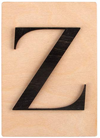 Rayher Holz-Buchstabe Z, FSC Mix Credit, Holzfliese 10,5x14,8cm, 3D-Buchstabe Z in schwarz, 3mm starker Holzbuchstabe auf 4mm starker Holzfliese, 63117576