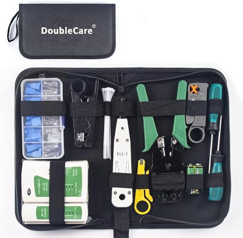 Kit Di Strumenti Di Riparazione Di Rete,Strumenti Professionali Per Elettricisti Rj45 Rj11 Rj12 Cat5 Cat5e Crimping Tool, Con Tester Per Cavi Ethernet Per Uso Domestico E In Ufficio(12 in 1)