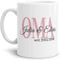 Tasse - Oma seit - zum selbst Gestalten mit Kindernamen und Geburtsjahren - Geschenk für die beste Oma - Keramiktasse, Weiß Glanz, 300 ml