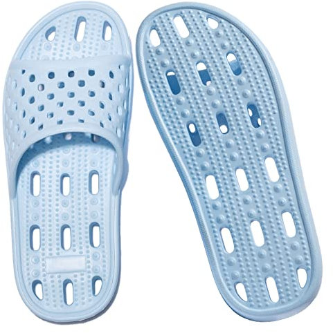 Josaywin Chaussons de Douche Femme Claquette Salle de Bain Légères Confortables Chaussures de Piscine et Plage Pantoufles de Douche AntidéRapantes avec Trou Pour Douche Bleu 36