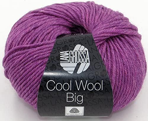 LANA GROSSA Cool Wool Big Melange | Extrafeine Merinowolle waschmaschinenfest und filzfrei | Handstrickgarn aus 100% Schurwolle (Merino) | 50g Wolle zum Stricken & Häkeln | 120m Garn FB 7351