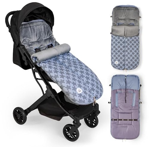 Interbaby Saco Silla Paseo Universal Saco Bebe Invierno Suave, Cálido, Afelpado | Saco Carro Bebe Invierno Desmontable, Doble Apertura, Lavado Fácil, Materiales Antialérgicos, Marino Gris