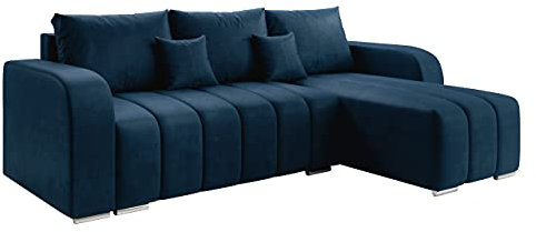 Mirjan24 Ecksofa Kojos mit Bettkasten und Schlaffunktion, L-Form Sofa mit Metallfüße, Polsterecke mit Bettfunktion, Eckcouch, Wohnlandschaft (Manila 26, Seite: Universal)