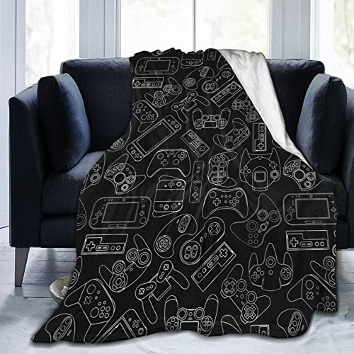 Perinsto Überwurfdecke mit Videospiel-Controller-Muster, ultraweich, warm, für alle Jahreszeiten, Gaming-Gadgets, dekorative Fleece-Decken für Bett, Stuhl, Auto, Sofa, Couch, Schlafzimmer, 127 x 101
