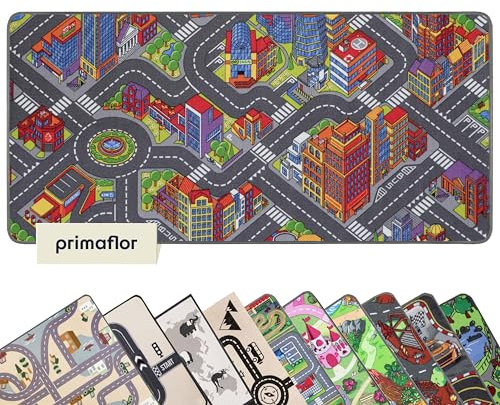 Primaflor Spielteppich mit Big City-Design - Spielteppich für Kinder 160 x 200 cm - pflegeleichter Kinderteppich mit Straßen