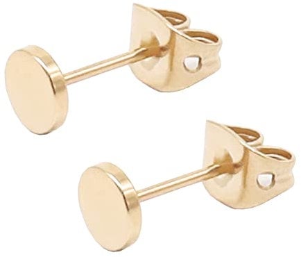 Artskin Damen Goldohrringe Titan Ohrstecker für Männer Ohrring Mädchen Kinder Ohrringe 4 mm 14 K Roségold Rund Flach Hypoallergen Ohrringe Ohrstecker (4mm, Roségold)