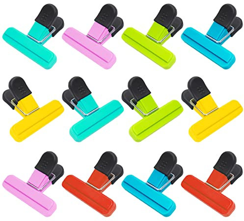 NiHome Chip Clips 12 Pack Bag Clips for Food Packages Chip Bag Clips for Food Storage Snack Clips with Air Tight Seal Grip 6 Colors