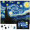 UNIDRAGON Original Holzpuzzle Kunstsammlung - Van Gogh - Starry Night, 1000 Teile, 17.4 х22, schöne Geschenkverpackung, Einzigartige Form Erwachsene und Kinder