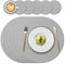 YUNJUER Round Silicone Placemats(34cm) and Coasters(10cm) Set of 6, Heat-Resistant 450 °F Placemats, Non-Slip and Washable, Table Mats for Home, Hotel, Kitchen, Restaurant, Dining Table, (Light Grey)