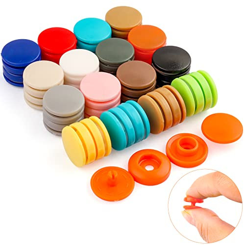 140 Set Druckknöpfe, KWOKWEI Kunststoffknöpfe 14 Farben Nähfrei Zubehöre Snaps-Knöpfe, 13mm Kunstharz Druck Knopf für Kissenbezüge, Kleidung, Regenschirm, Mantel, Windeln, Lätzchen usw