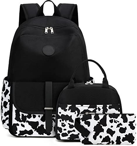 Bluboon Bookbags School Backpack Laptop Schoolbag for Teens Girls High School, Cow Print, Daypack Backpacks