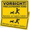 2er Set Vorsicht Hund Schild (30 x 20 cm) - Warnung vor dem Hund Schilder - Schild Hund Warnung aus hochwertigem Kunststoff - Hundeschilder Warnung - Gelb