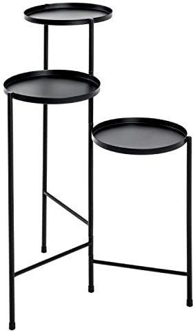 Home4You Stufenregal - Schwarz - Metall - 45 x 45 cm - 3 Ebenen