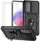 Dechyi Cover per Samsung galaxy A54 5G con Vetro Temperato Custodia con Scorrevole Protezione Fotocamera Custodia Rotante Anello Supporto Antiurto TPU Bumper Custodie-Nero