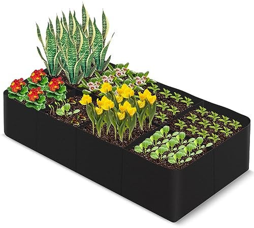 Chuboir Large Fabric Raised Bed for Garden, Rectangular Planting Container Grow Bag with 8 Divided Grids, Outdoor Grow Bag for Growing Vegetables, Plants, Flowers (180 x 90 x 30CM)