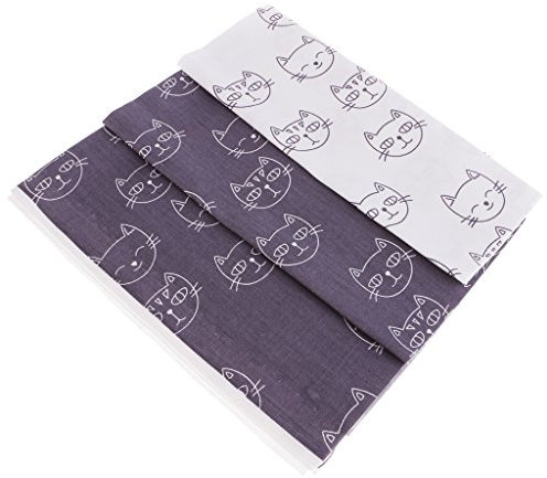 HB709 Cartoon Katze Nordic Style DIY Baumwollstoff Handgemachte Druck Zubehör - Weiß + Schwarz