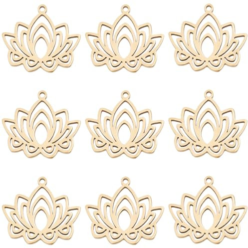 Beebeecraft 1 Box 10 Stück Lotusblüten Charms 18 Karat Vergoldetes Messing Blumen Yoga Perlen Charms Bastelzubehör Für DIY Halsketten Armbänder Ohrringe