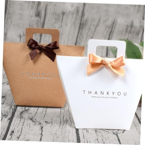 SOLUSTRE 10stücke Tragbare Geschenktüten Aus Kraftpapier Mit Goldprägung Weiße Papiertüten Für Hochzeiten Partys Und Wiederverwendbare Aufbewahrungstaschen