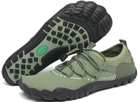SAGUARO Badeschuhe Damen Herren Wasserschuhe Leicht Schwimmschuhe Schnell Trocknend Atmungsaktiv Strandschuhe Aquaschuhe rutschfeste Outdoor Barfußschuhe für Frauen Männer, Moosgrün, 44 EU