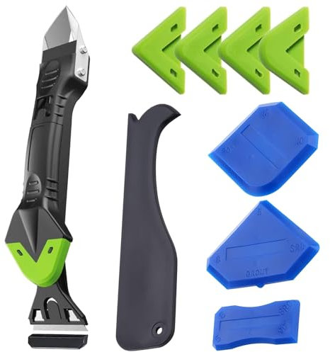Outil de retrait du Silicone,Outils de Calfeutrage en Silicone,Outils de l'enlève joint 5 en 1(acier inoxydable) grattoir,Outils de finition de calfeutrage,Adapté à la cuisine