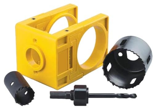 1-3/8 - 1-3/4 Door Lock Installation Set with Guide Template, Door Lock Saw Kit for Wooden Doors, Carbon Steel Door Drilling Tool Hand Tools, Door Installation Tools