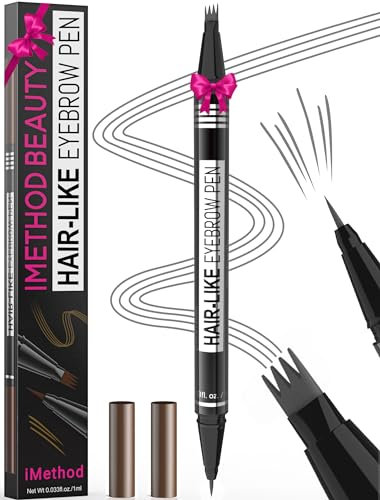 iMethod Microblading Augenbrauenstift - Eyebrow Pencil 2-in-1 Dual-Ended Augenbrauenstift mit 4-Micro-Gabelspitzen-Applikator & präziser Pinselspitze erzeugt natürliche Augenbrauen, Grey