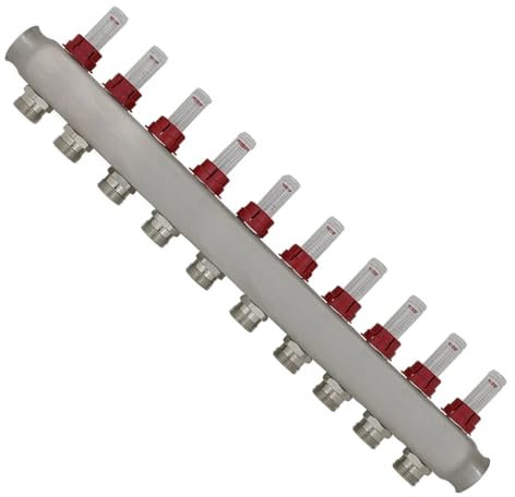 Collettore Riscaldamento Acqua a Pavimento 2 3 4 5 6 7 8 9 10 11 12 Vie con regolatore flussometro collettore ufh for Tubo Multistrato pex (Size : 4 Port)