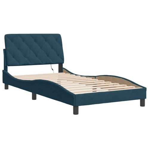 vidaXL Bettgestell mit LED ohne Matratze Blau 100x200 cm Samt