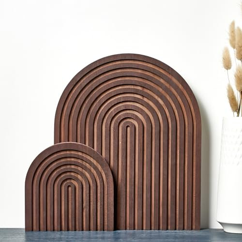 Homtik 2 Stück Holzbogen Vintage Dekor für Wandregal, Kaminsims, Theke, Tisch - Mitte des Jahrhunderts Modern Boho Deko Objekt Ästhetische Dekorationen für Wohnzimmer, Küche, Home Office